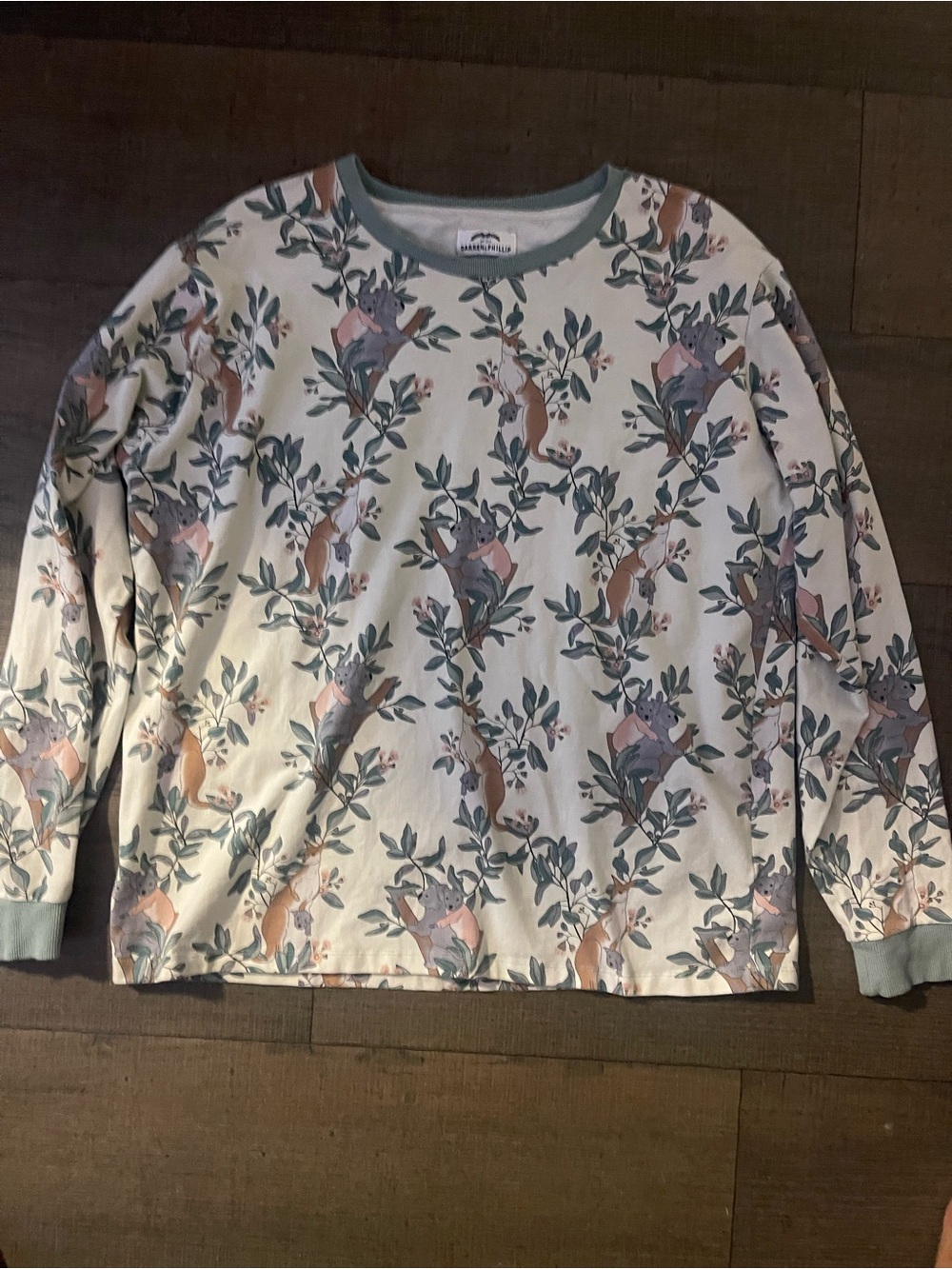 Darren & Phillip Australian Animals Koala Kangaroo Eucalyptus Print Top Size L